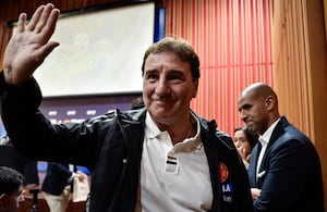 Bogotá. Mayo 14 de 2026. El director técnico de la Selección Colombia Néstor Lorenzo ofreció una atención a medios de comunicación en la que entregó detalles sobre la lista preliminar de 55 jugadores convocables de cara a los próximos compromisos del combinado nacional.(Colprensa - Cristian Bayona).
