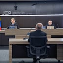 Coronel en retiro Publio Hernán Mejía ante la JEP.