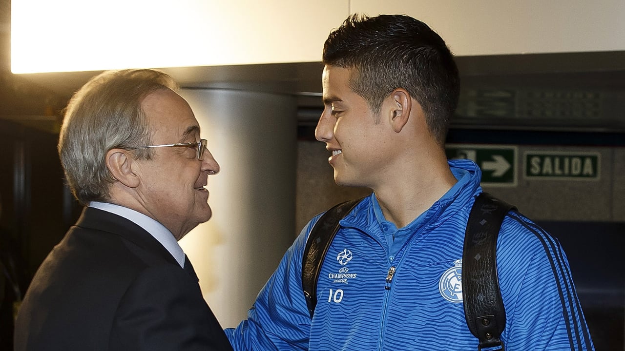 Florentino Pérez y James en el Real Madrid.