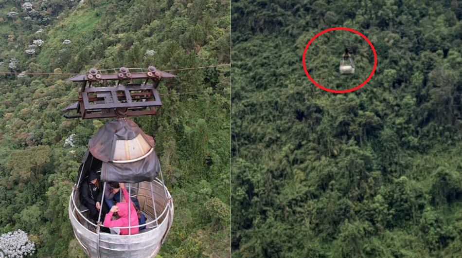 Personas atrapadas en cable aéreo en Caldas.