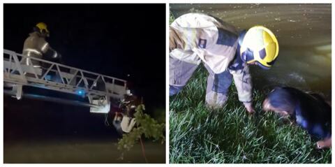 Rescatan a dos personas en el Lago de la Babilla, en Cali.