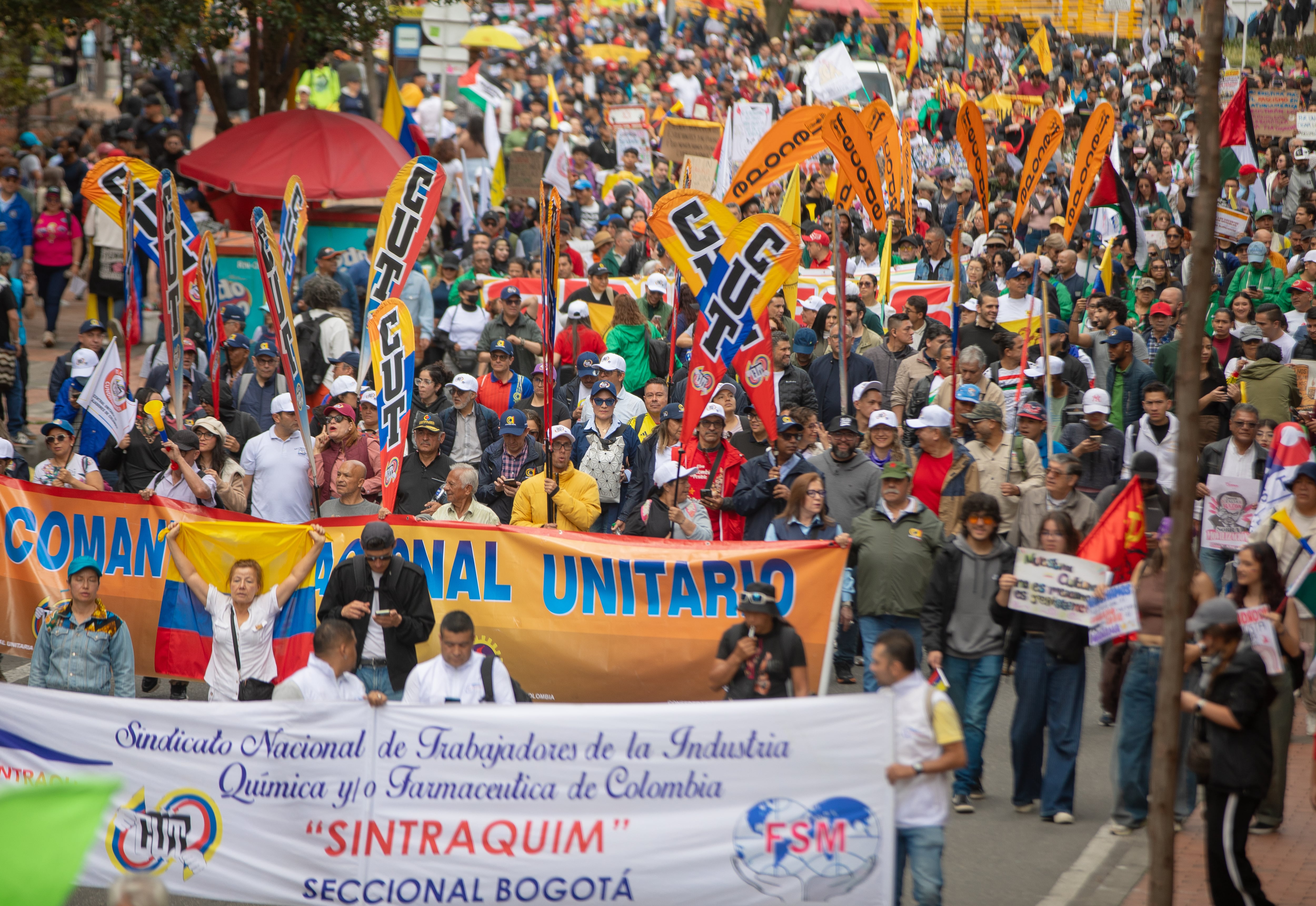 Marchas 14 de octubre, centrales obreras
