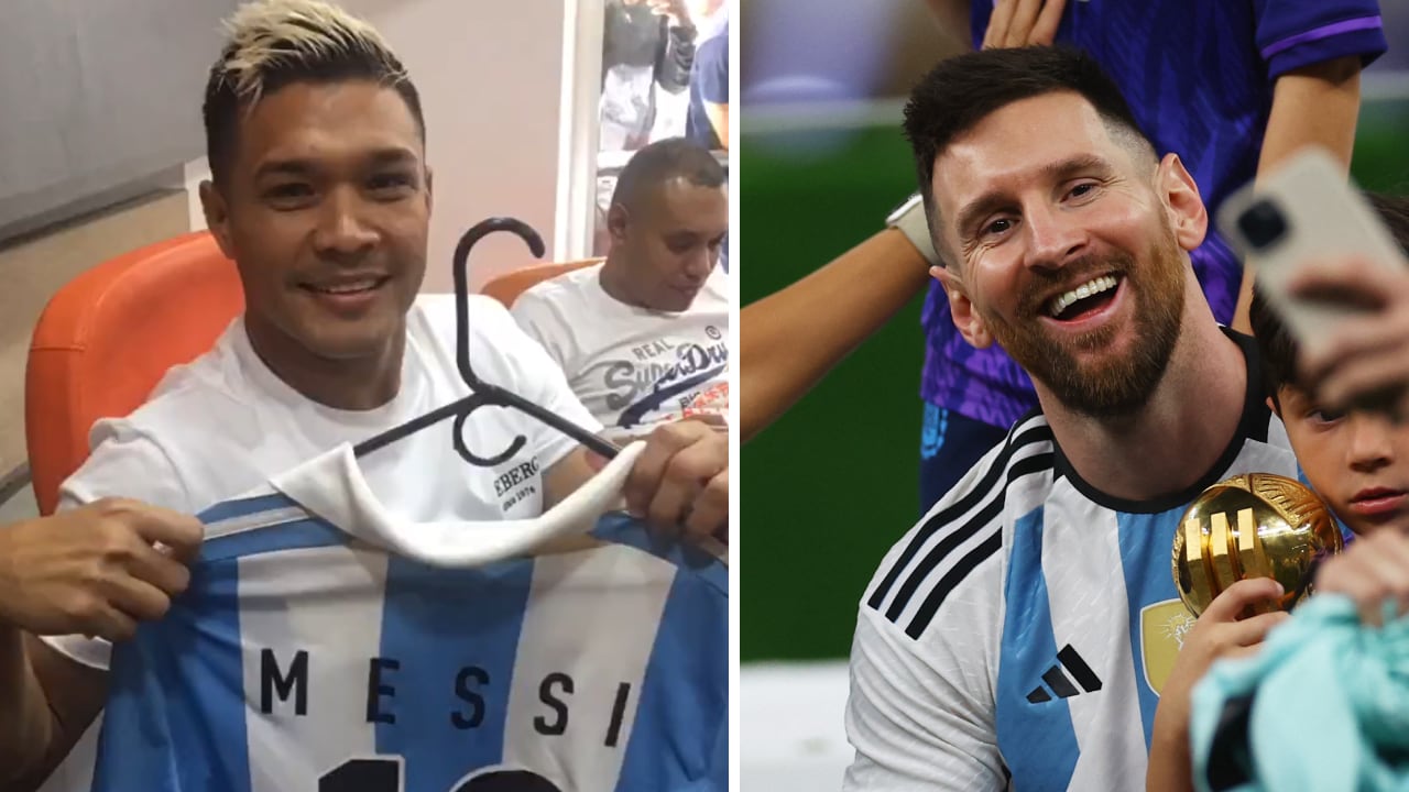 Teo está rifando la camiseta que Messi le regaló en 2011.