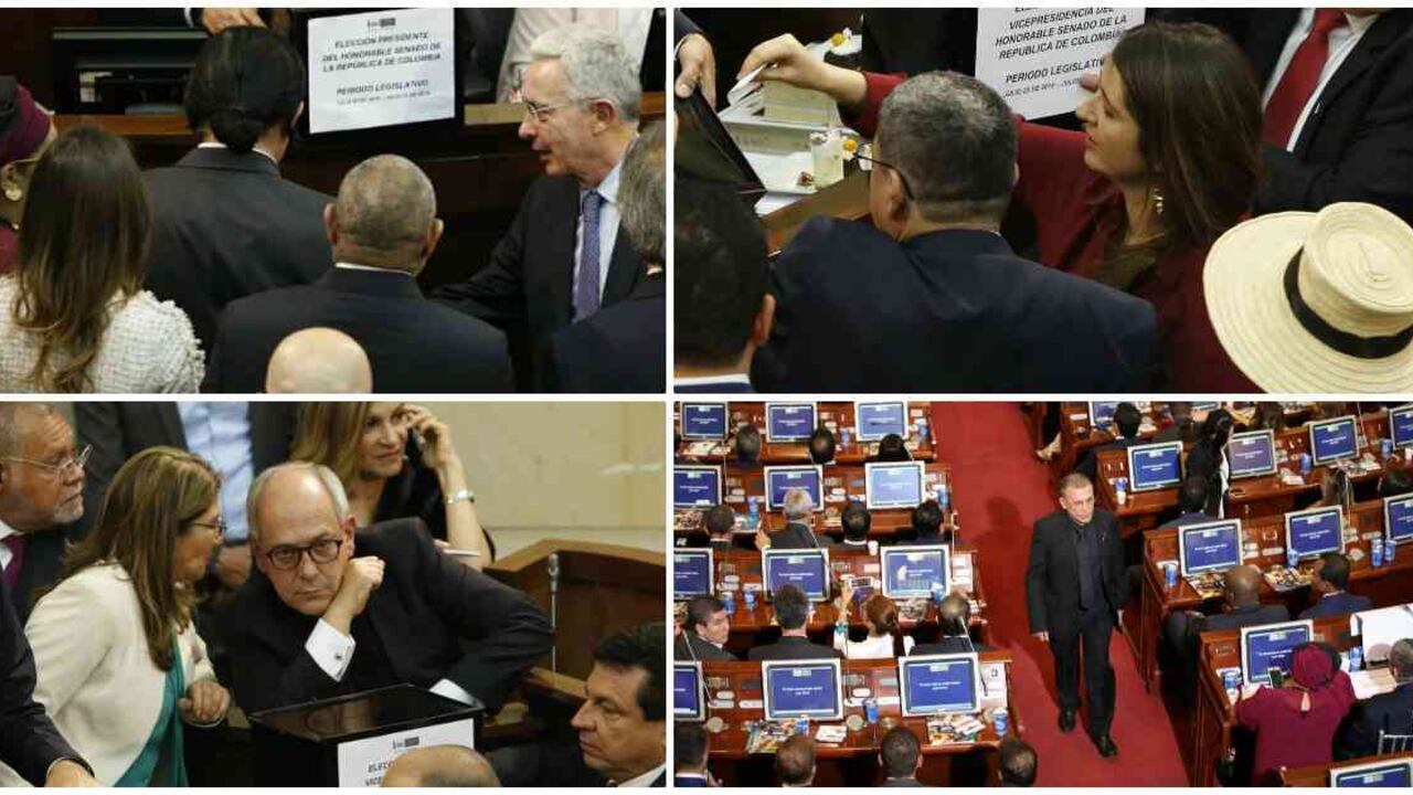 Victoria Sandino junto a Uribe, Pablo Catatumbo y Paloma Valencia, Sandra Ramírez y José Obduliom y Roy Barreras.