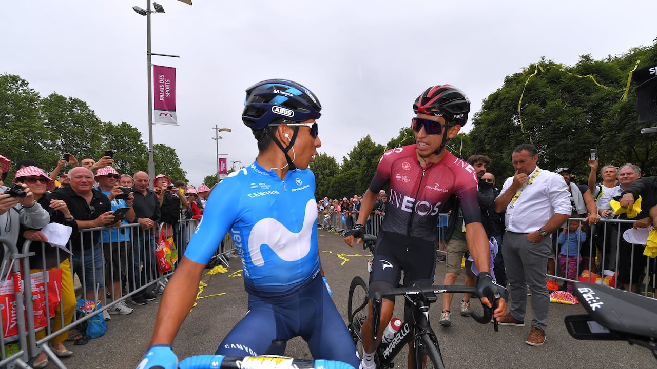 Egan Bernal y Nairo Quintana en el Tour de Francia del año 2019.