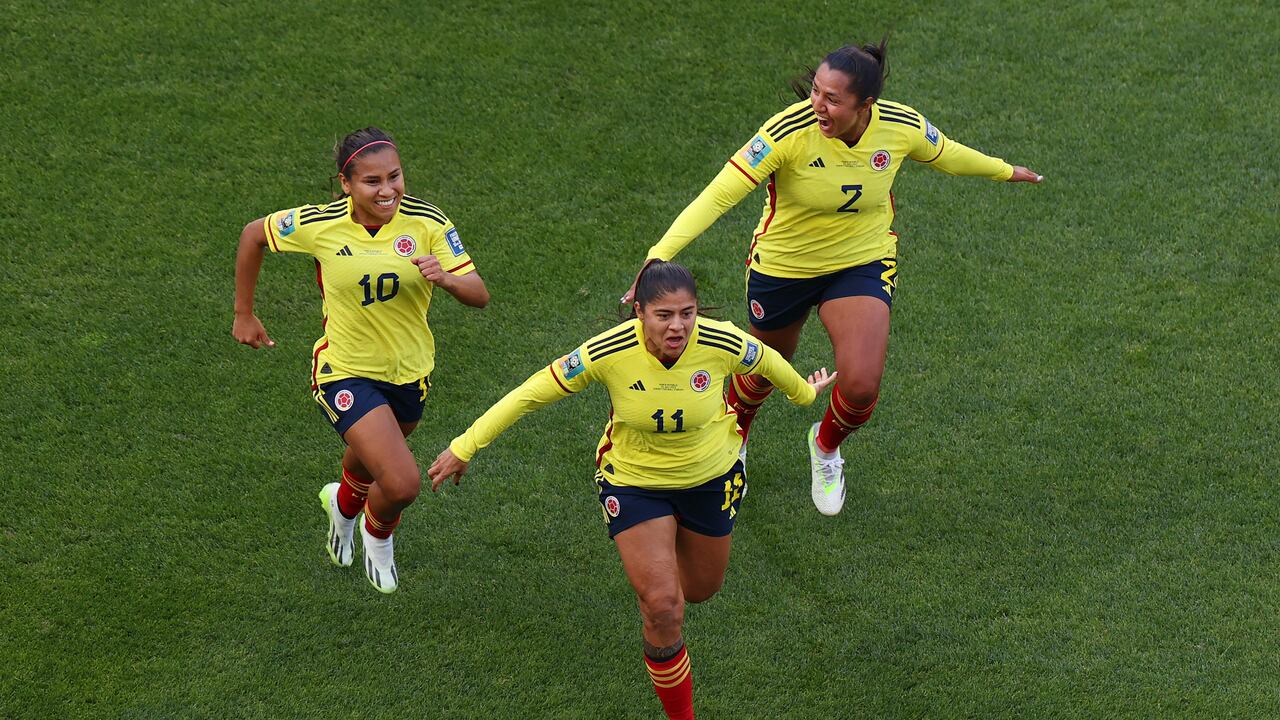 Celebración del gol de Catalina Usme, el primero en el Mundial para Colombia.