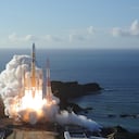 (FILES) In this handout photograph taken and released on July 20, 2020, by Mitsubishi Heavy Industries an H-2A rocket carrying the Hope Probe, known as "Al-Amal" in Arabic, developed by the Mohammed Bin Rashid Space Centre (MBRSC) in the United Arab Emirates (UAE) to explore Mars, blasts off from Tanegashima Space Centre in southwestern Japan. - The first Arab interplanetary mission is expected to reach Mars' orbit on February 9, 2021, in what is considered the most critical part of the journey to unravel the secrets of weather on the Red Planet. The unmanned probe -- named "Al-Amal" -- Arabic for "Hope" -- blasted off from Japan last year, marking the next step in the United Arab Emirates' ambitious space programme. (Photo by Handout / Mitsubishi Heavy Industries / AFP) / --- RESTRICTED TO EDITORIAL USE - MANDATORY CREDIT "AFP PHOTO / (MITSUBISHI HEAVY INDUSTRIES)" - NO MARKETING NO ADVERTISING CAMPAIGNS - DISTRIBUTED AS A SERVICE TO CLIENTS ---