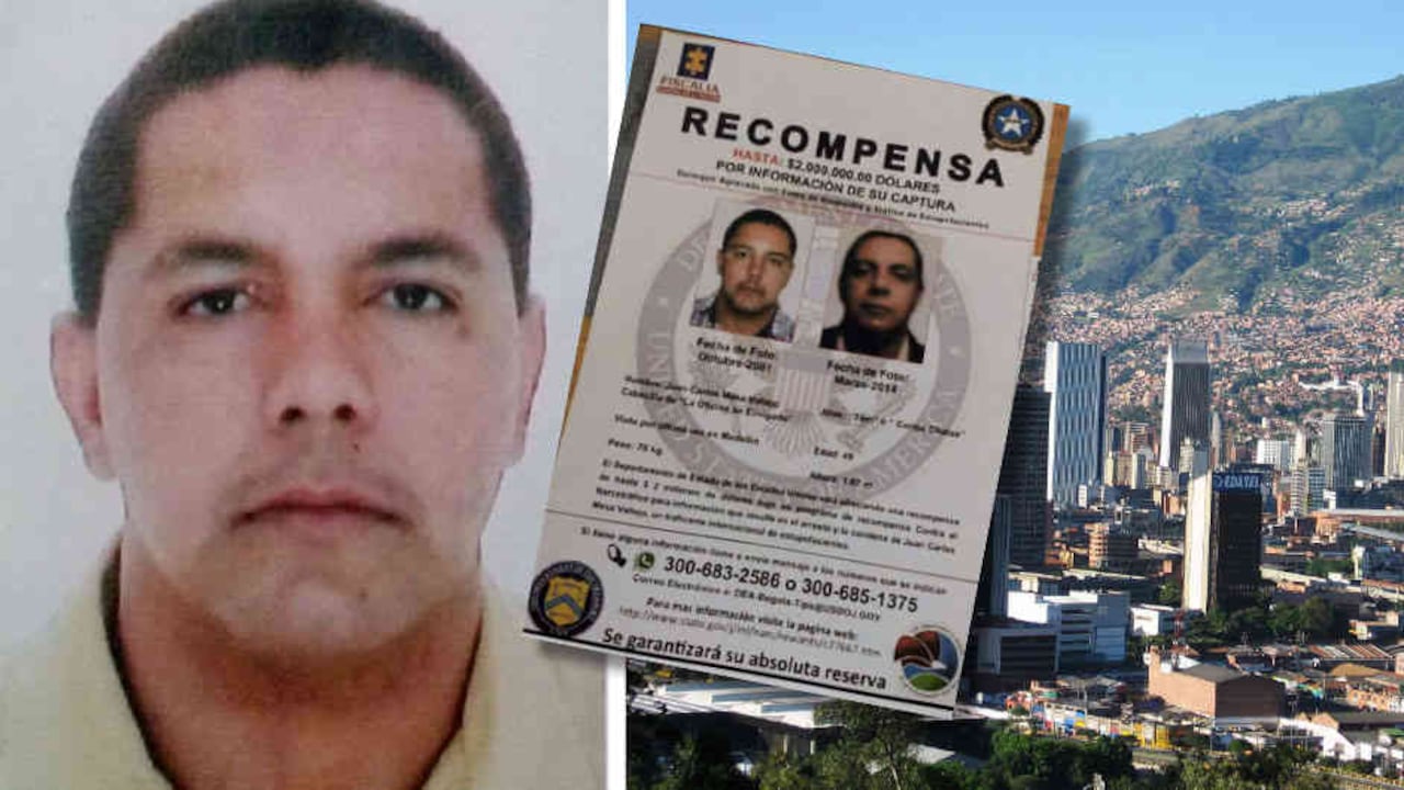 Este es Juan Carlos Mesa, alias Tom. Por medio de afiches el Departamento de Justicia de Estados Unidos ofrece 2 millones de dólares por información para capturarlo. Es la suma más alta que se brinda en la actualidad por un delincuente en Colombia.
