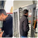 El alcalde mayor de Bogotá, Carlos Fernando Galán, pagando el pasaje de TransMilenio.