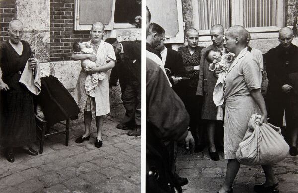 Cuando los aliados retomaron la ciudad de Chartres, Francia, los locales asesinaron a muchas personas que habían ayudado a los alemanes durante la invasión. La mujer de la imagen tuvo un bebé con un alemán y como castigo le afeitaron la cabeza para humillarla públicamente.