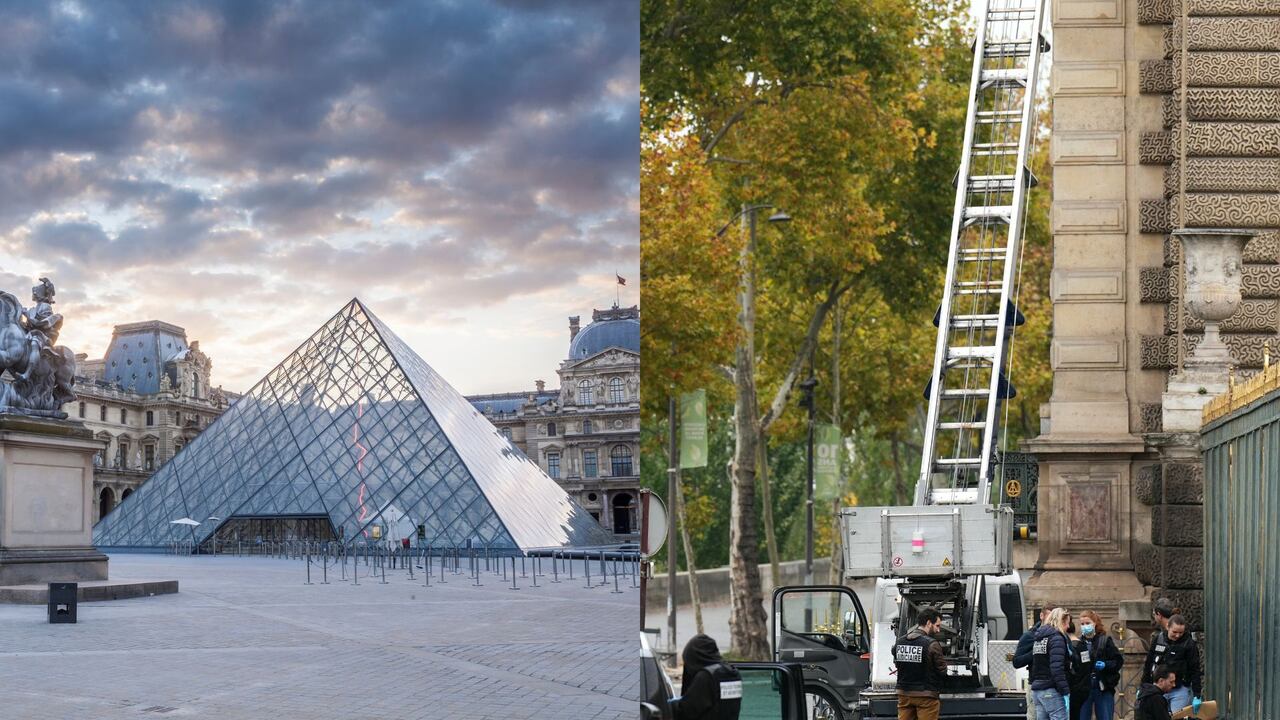 Roban el Museo del Louvre en París, Francia.