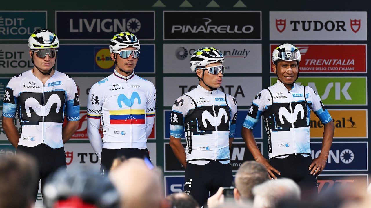 Nairo Quintana y Einer Rubio en el Giro de Lombardía 2025.