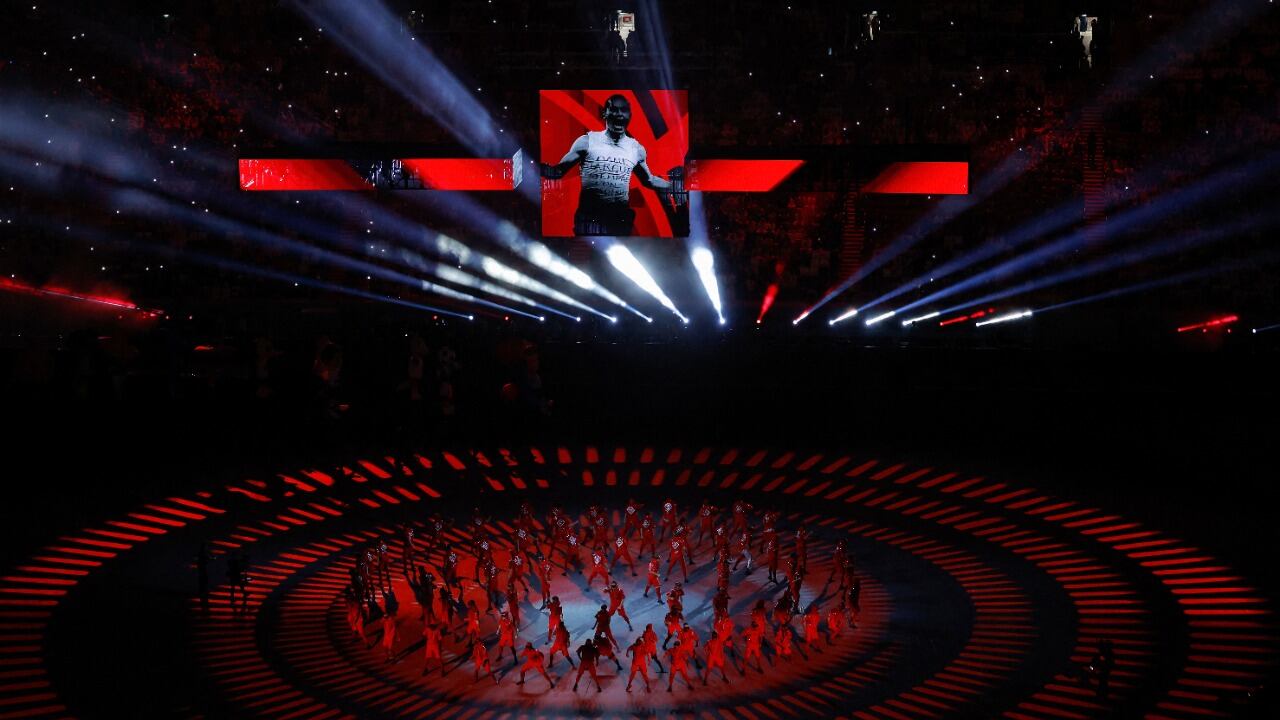 FBL-WC-2022-MATCH01-QAT-ECU
Los bailarines actúan durante la ceremonia de apertura antes del partido de fútbol del Grupo A de la Copa Mundial Qatar 2022 entre Qatar y Ecuador en el Estadio Al-Bayt en Al Khor, al norte de Doha, el 20 de noviembre de 2022.
Impar ANDERSEN / AFP