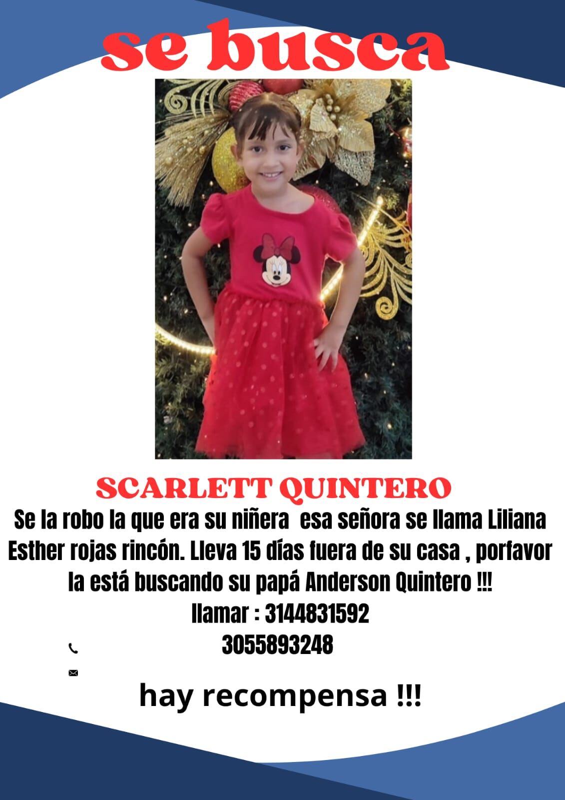 Menor de 5 años que habría sido robada en Barranquilla.