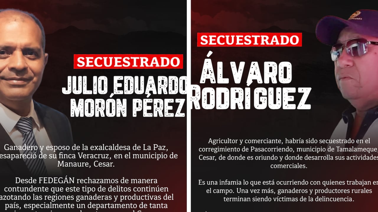 Ganaderos víctimas de presuntos secuestros en el Cesar.