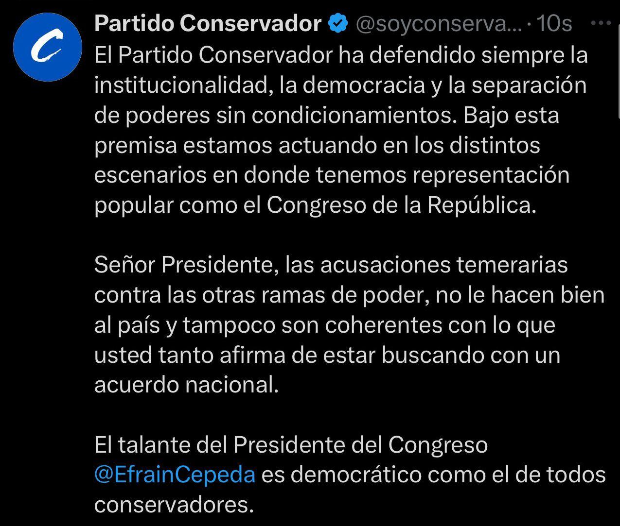 Comunicado Partido Conservador