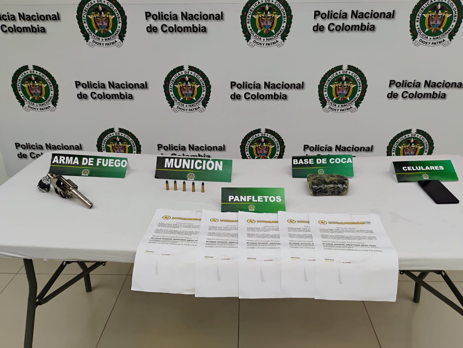 Elementos incautados al Clan del Golfo.