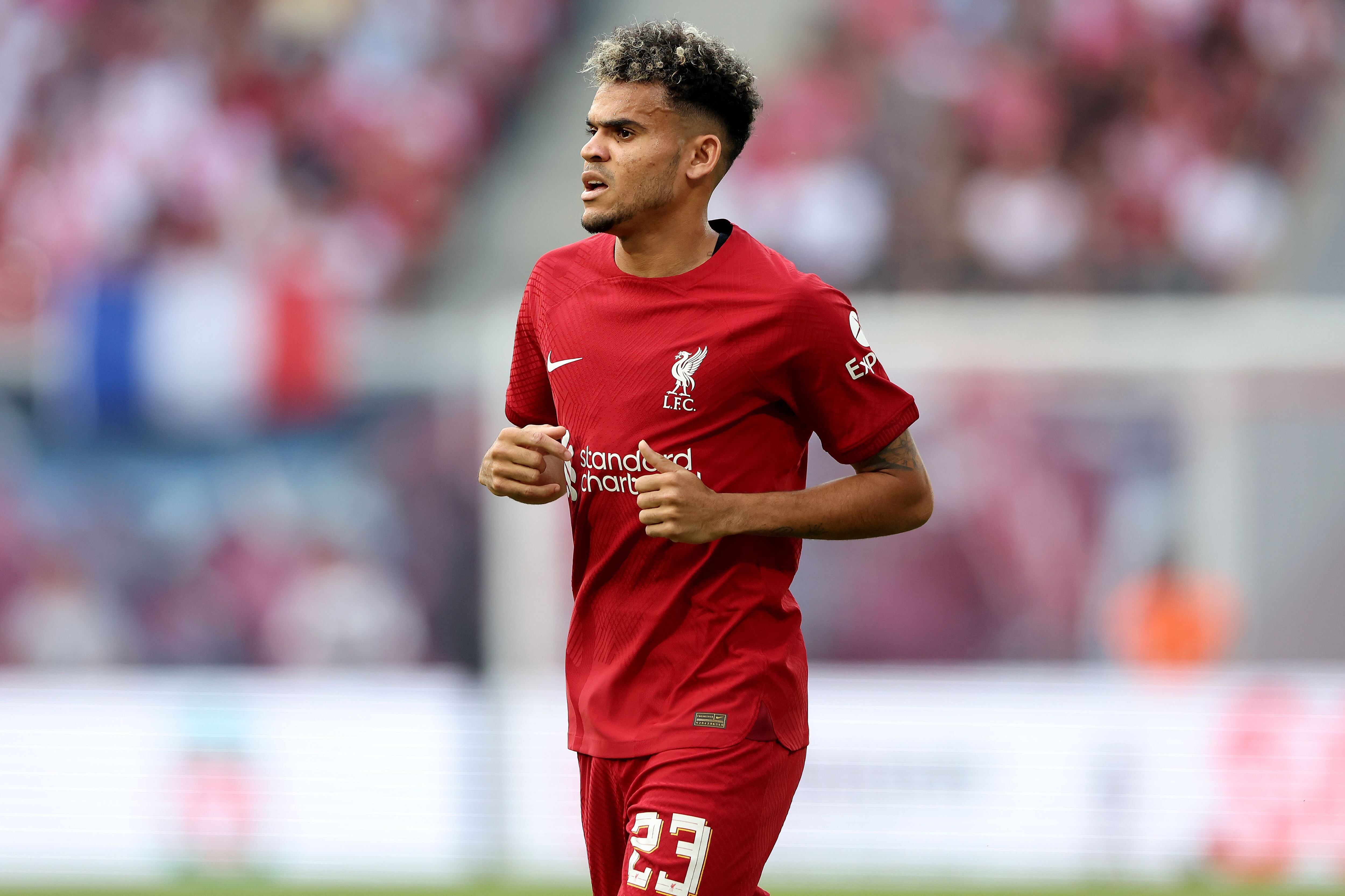 Luis Díaz en pretemporada con Liverpool