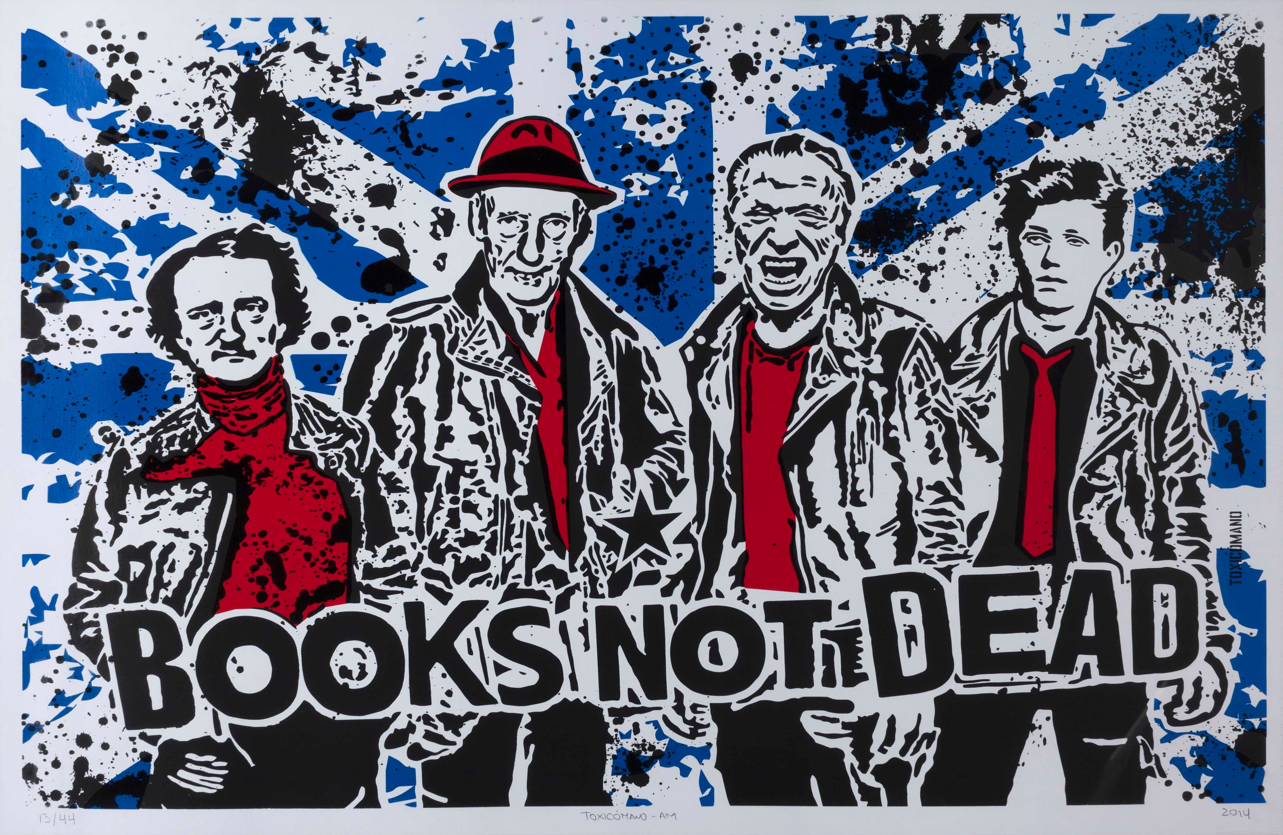 Andrés Montoya (Toxicómano).  Books not dead. Serigrafía sobre papel. 2014