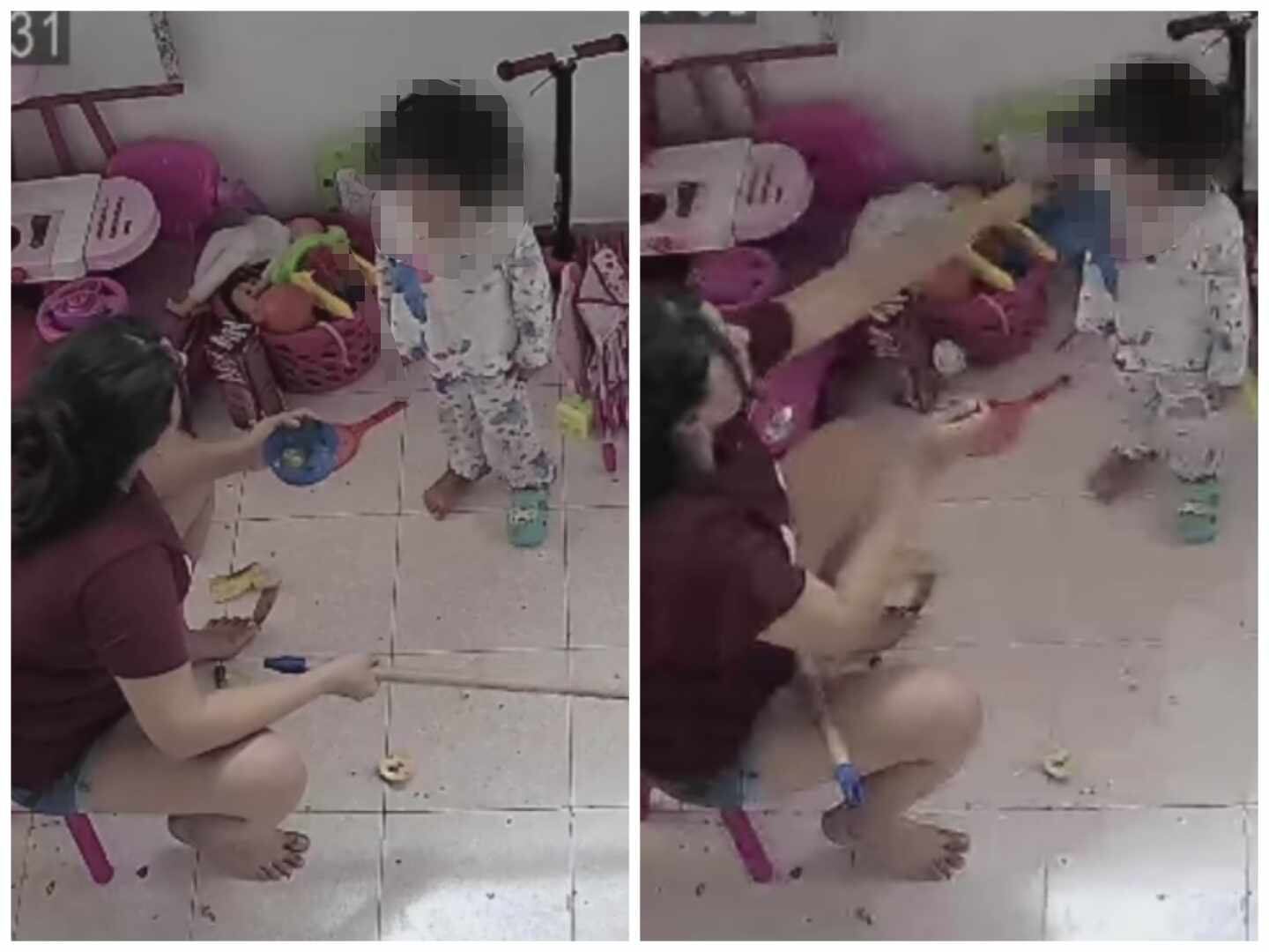 La mujer obligó a la menor a comer.