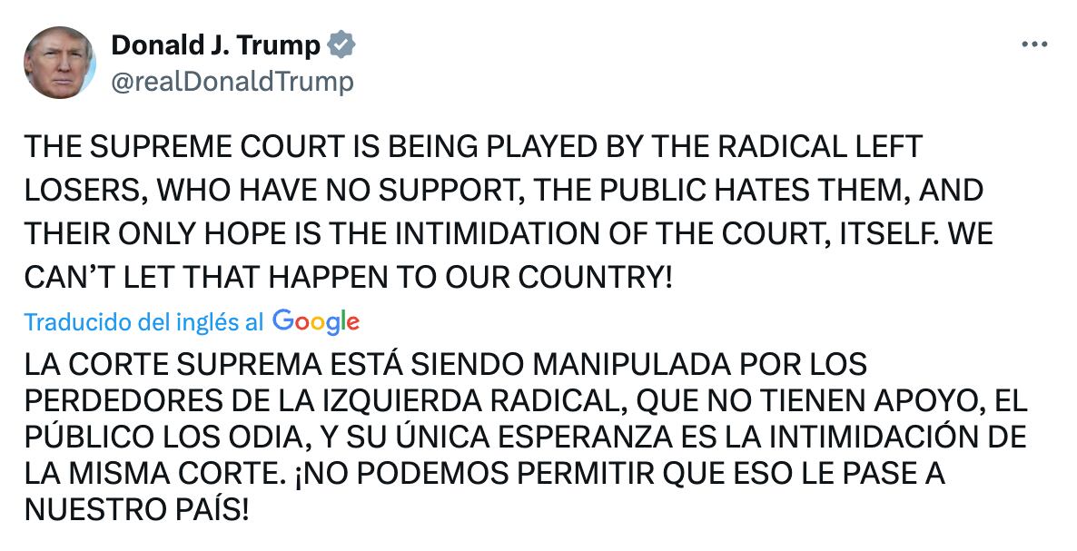 Mensaje emitido por el presidente de los Estados Unidos