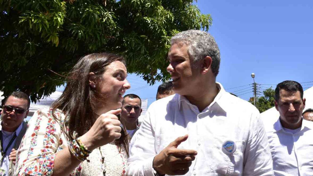 El presidente Iván Duque y la ministra TIC, Karen Abudinen