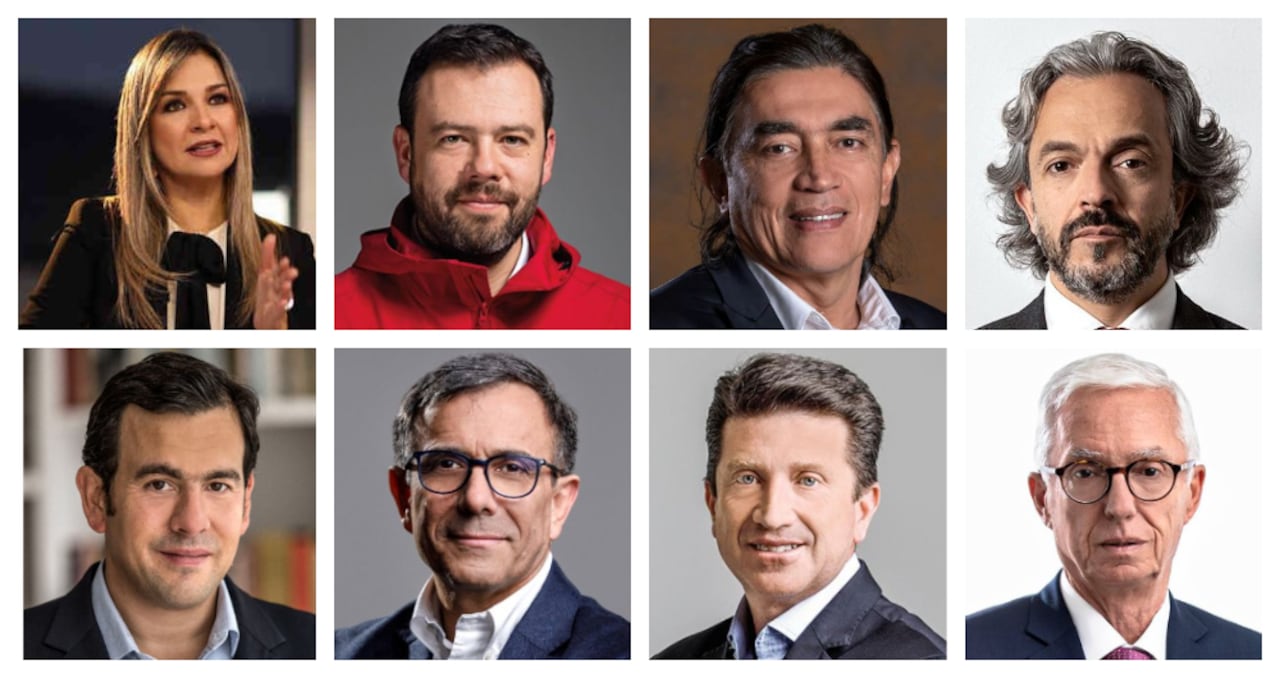 Vicky Dávila y los candidatos a la Alcaldía de Bogotá Carlos Fernando Galán, Gustavo Bolívar, Juan Daniel Oviedo, Rodrigo Lara, general (r) Jorge Luis Vargas, Diego Molano y Jorge Enrique Robledo