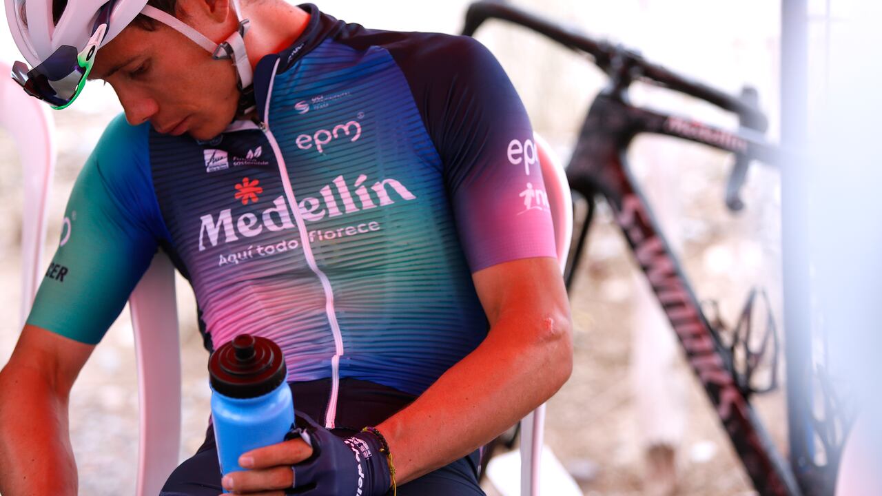 CHIMBAS, ARGENTINA - JANUARY 27: Miguel Angel Lopez of Colombia and Team Medellin - EPM prior to the 39th Vuelta a San Juan International 2023, Stage 5 a 173,3km stage from Chimbas to Alto Colorado 2623m / #VueltaSJ2023 / on January 27, 2023 in Chimbas, Argentina. (Photo by Maximiliano Blanco/Getty Images)