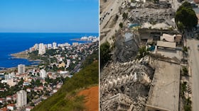 Este es el antes y después del doble terremoto en Macuto, Venezuela.