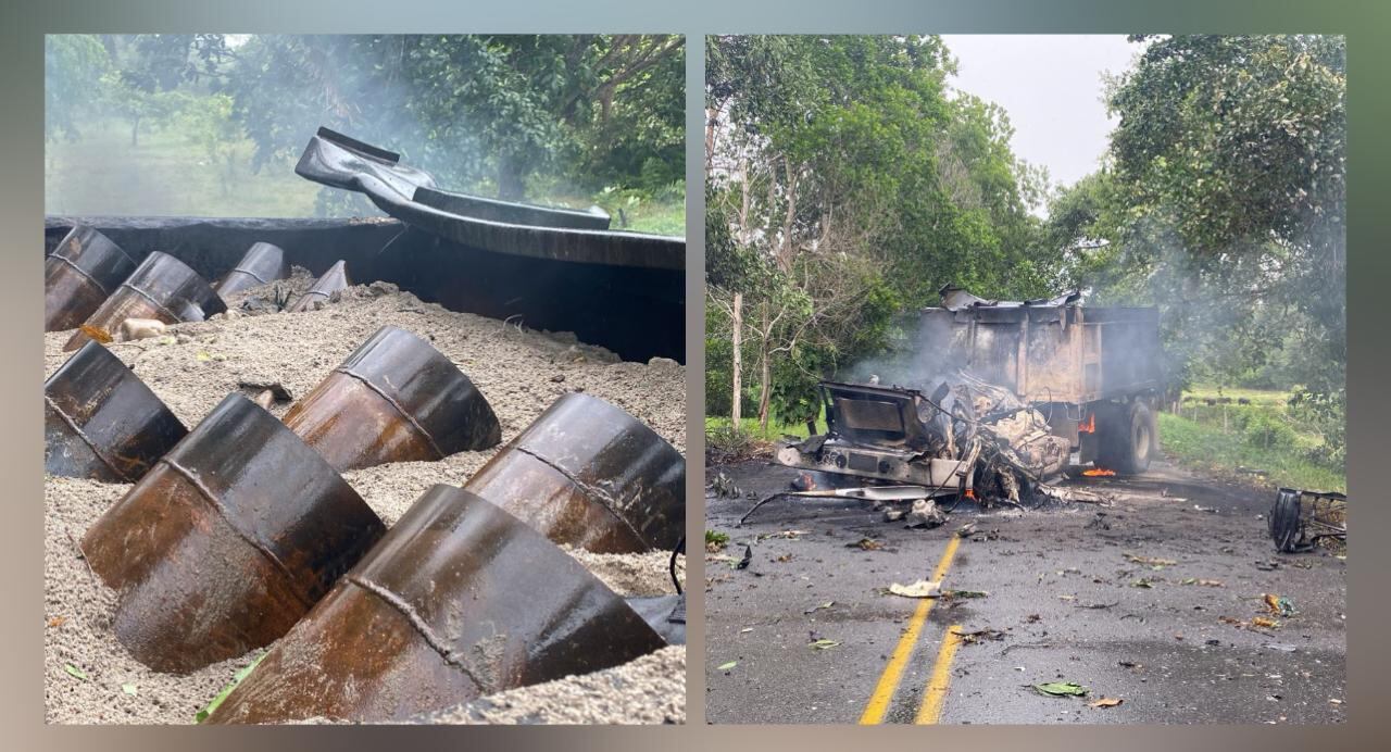 Volqueta acondicionada con explosivos para atacar base militar en Arauca.