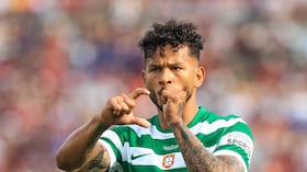 Luis Suarez of Sporting CP celebrates after scoring the team's first goal during a Taca De Portugal 2025/26 match between Sporting CP and SCU Torreense at Estadio Nacional do Jamor in Lisbon, Portugal, on May 24, 2026. (Photo by Valter Gouveia/NurPhoto via Getty Images)
