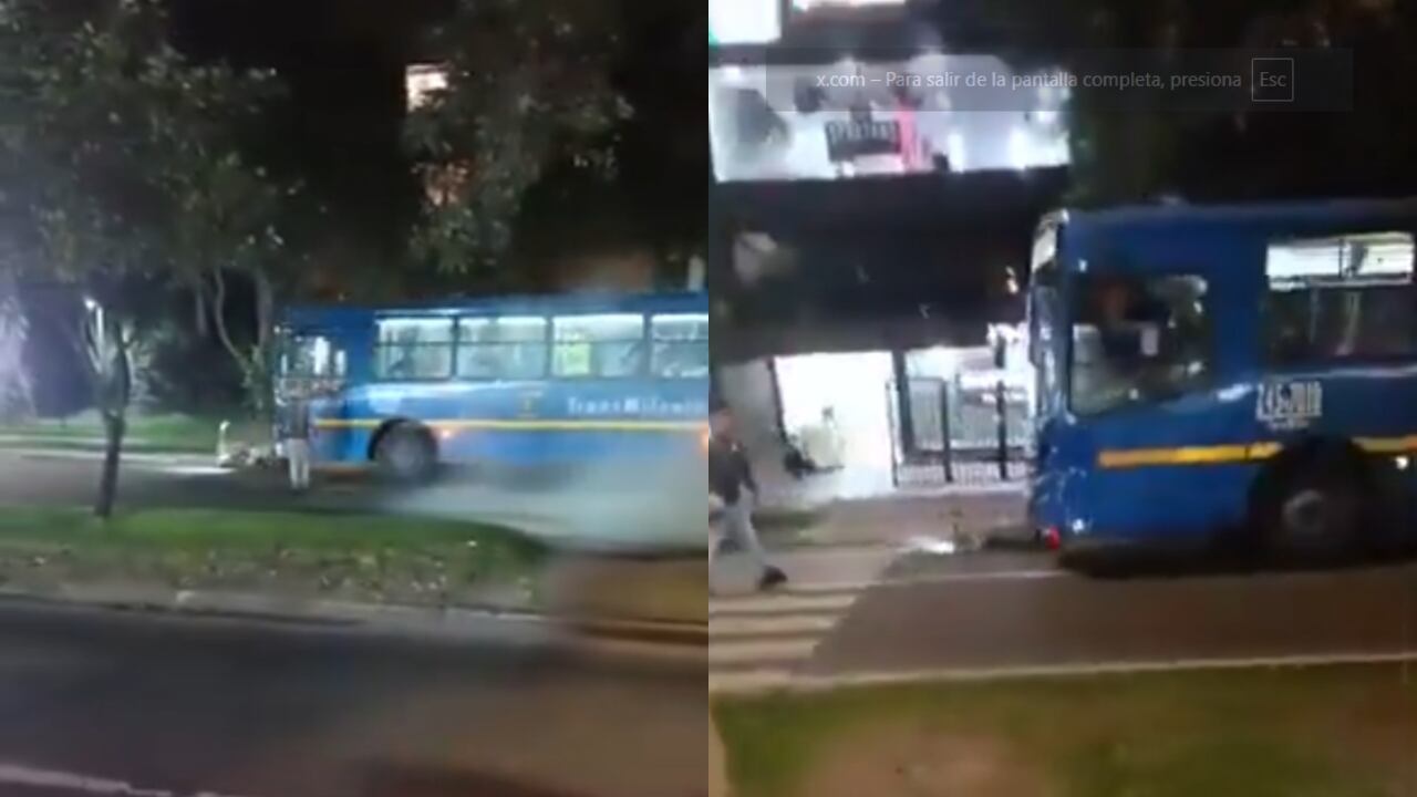 Estos son los dos momentos en los que el bus le pasa por encima a la moto.