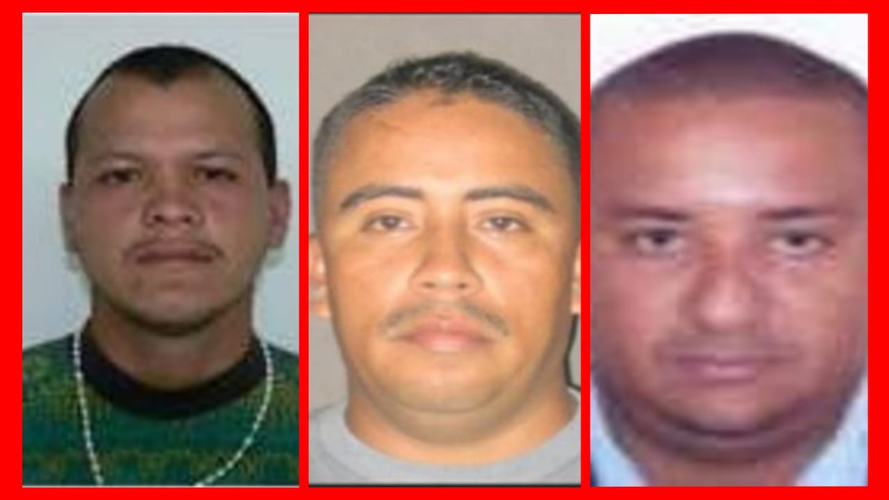 De izquierda a derecha: alias Siopas, alias Gonzalito y alias Chiquito Malo, los nuevos cabecillas del Clan del Golfo, según la Policía.
