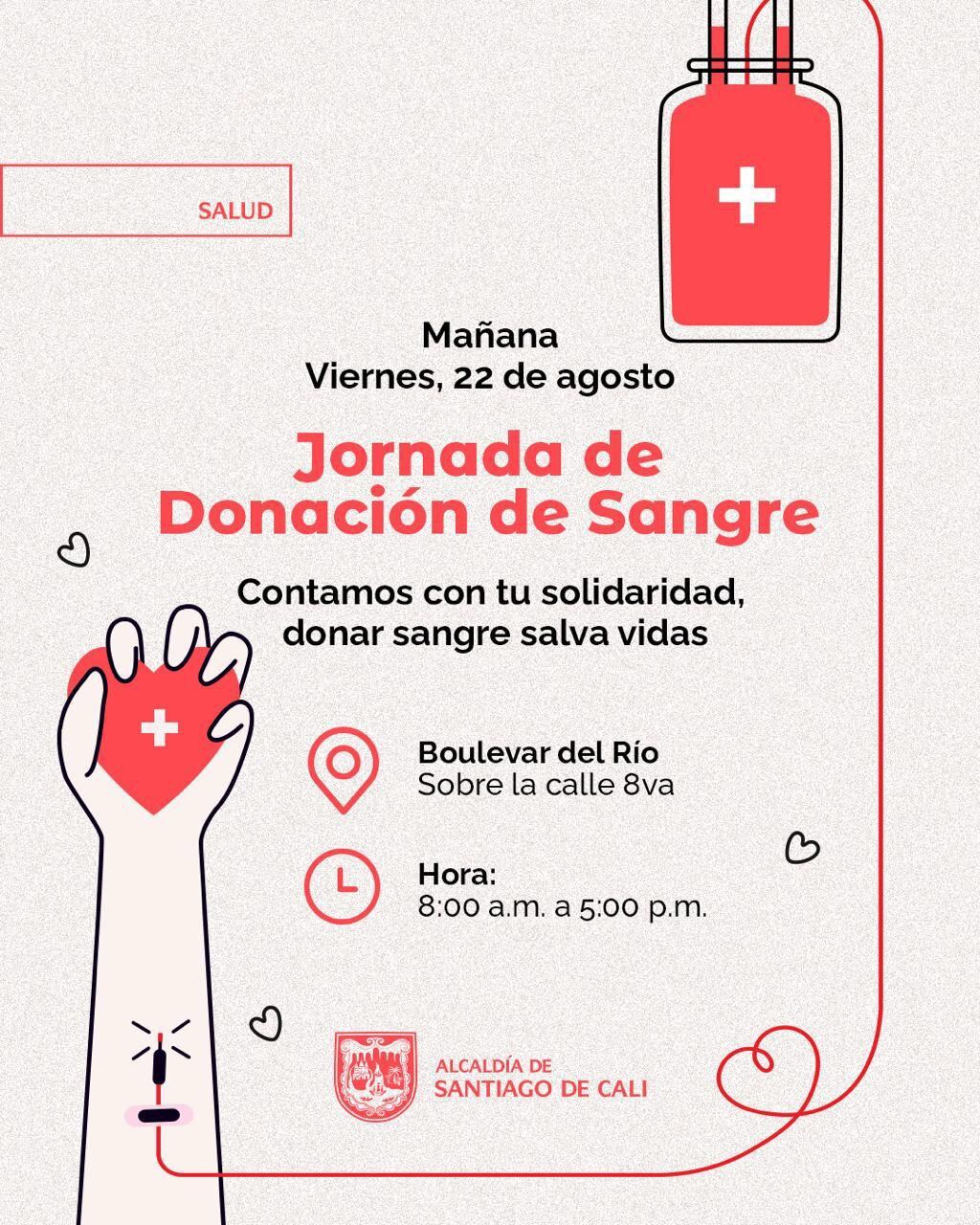 Piden donar sangre en Cali.