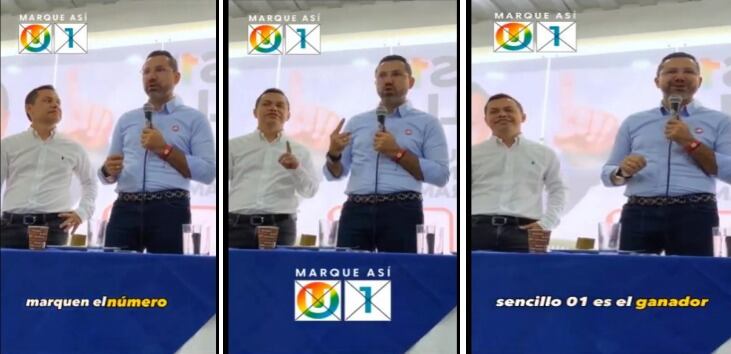 Jaime Andrés Beltrán junto al candidato al Concejo de Bucaramanga por el partido de la U, Elkin Yesid Bello Peña.
