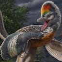 Reconstrucción de la vida del terópodo aviano Fujianvenator prodigiosus de 150 millones de años