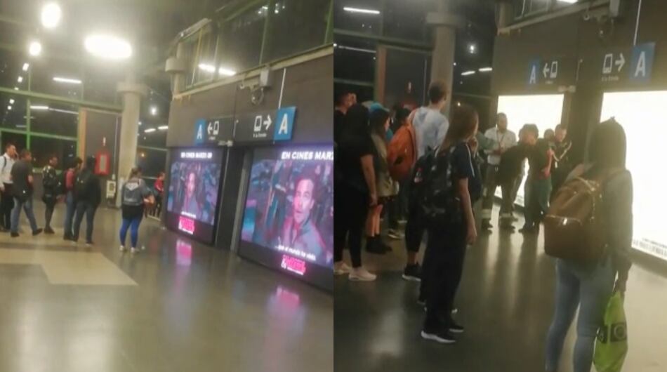 Hombre pidiendo auxilio en medio de un operativo de la Policía en el Metro de Medellín.