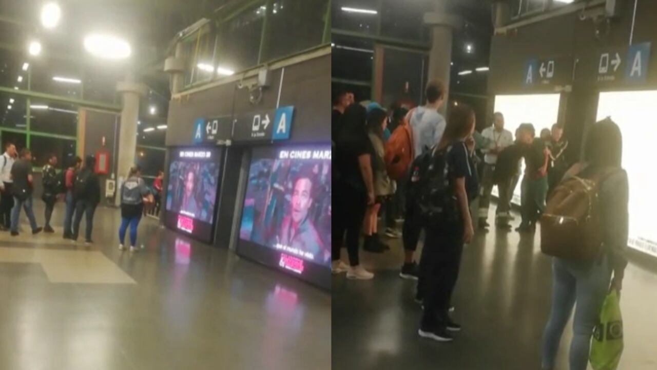 Hombre pidiendo auxilio en medio de un operativo de la Policía en el Metro de Medellín.