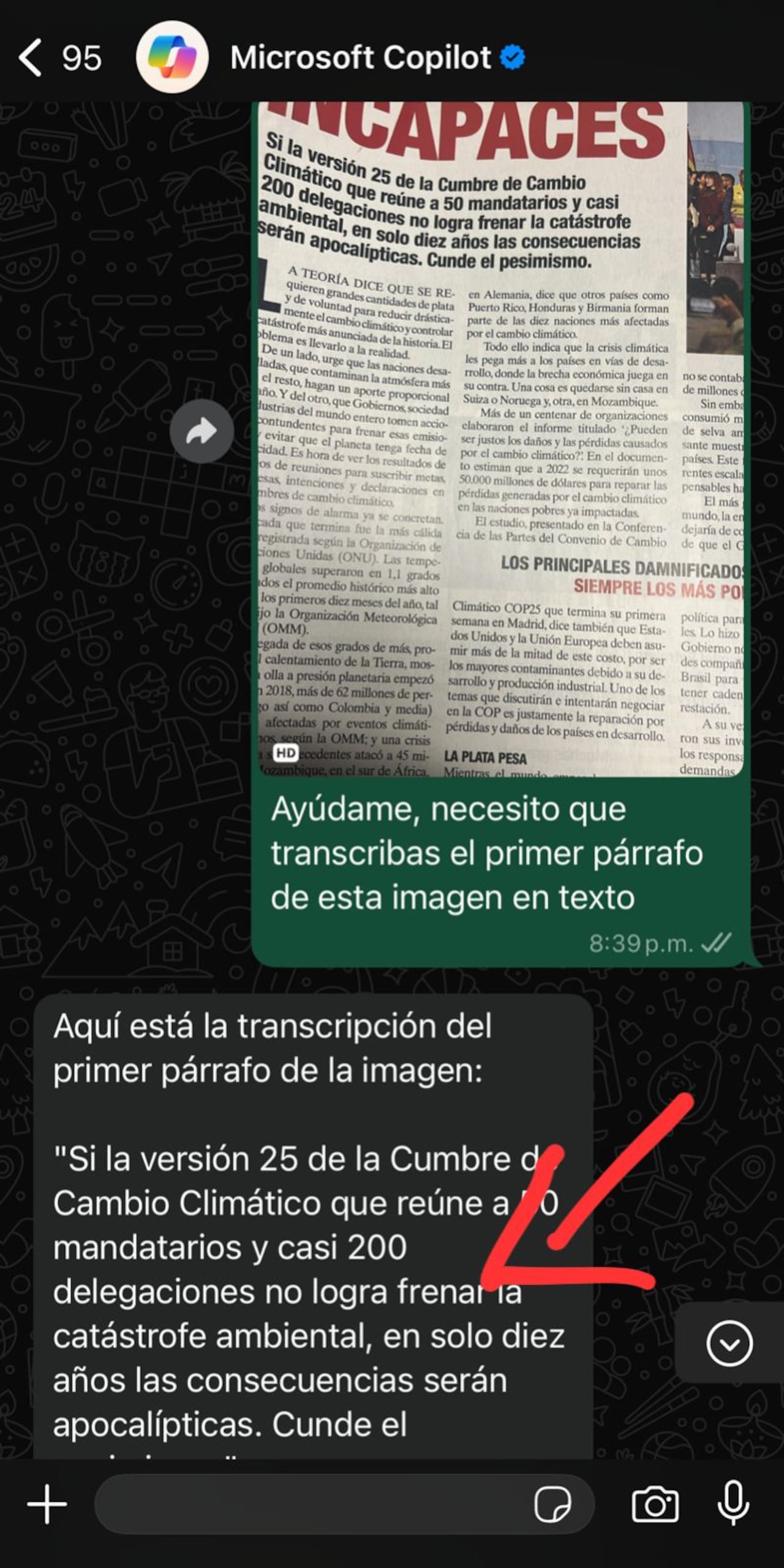 Un truco en WhatsApp permite transcribir páginas de libros en segundos con ayuda de Microsoft Copilot.