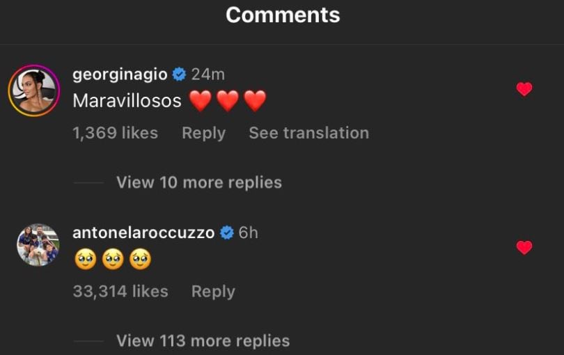 Georgina y Antonela comentaron la publicación de Shakira