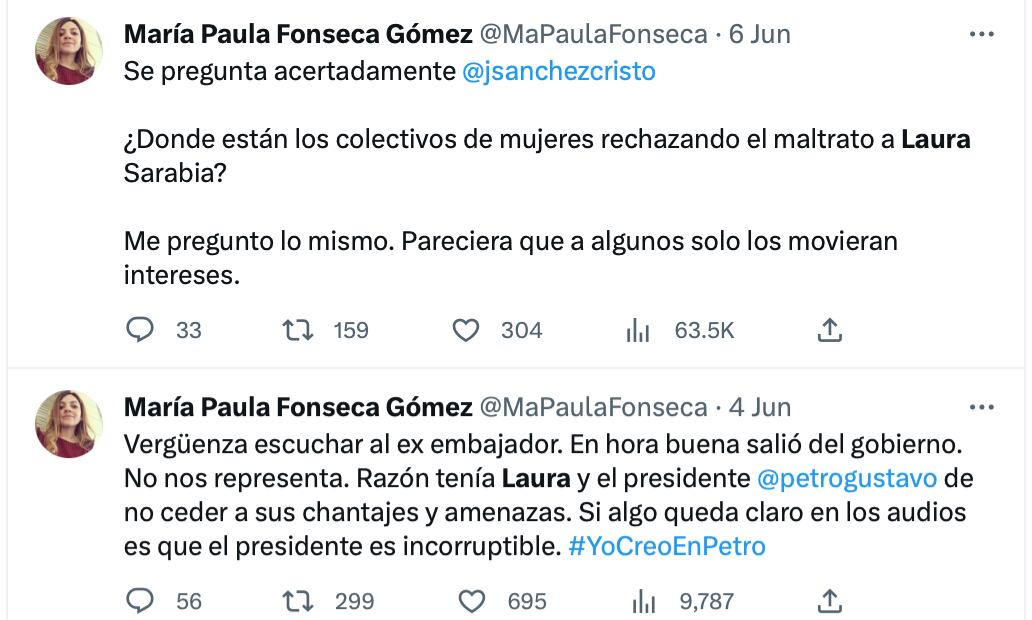 Twitter de María Paula Fonseca.