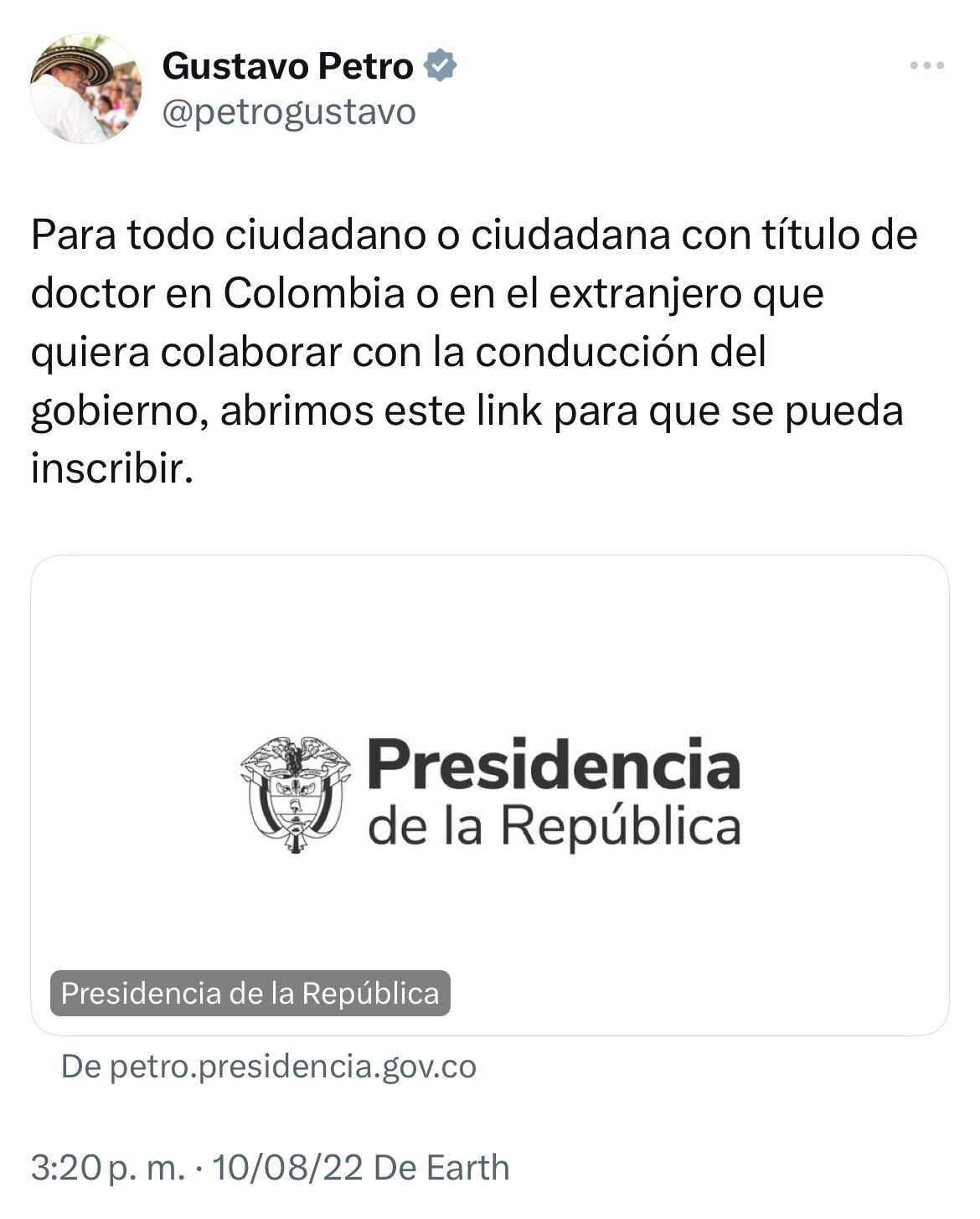 Mensaje presidente Gustavo Petro