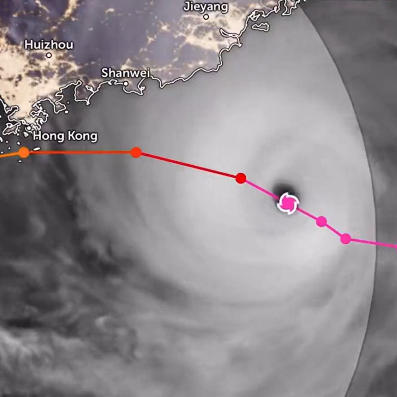 Trayectoria estimada del tifón Saola.