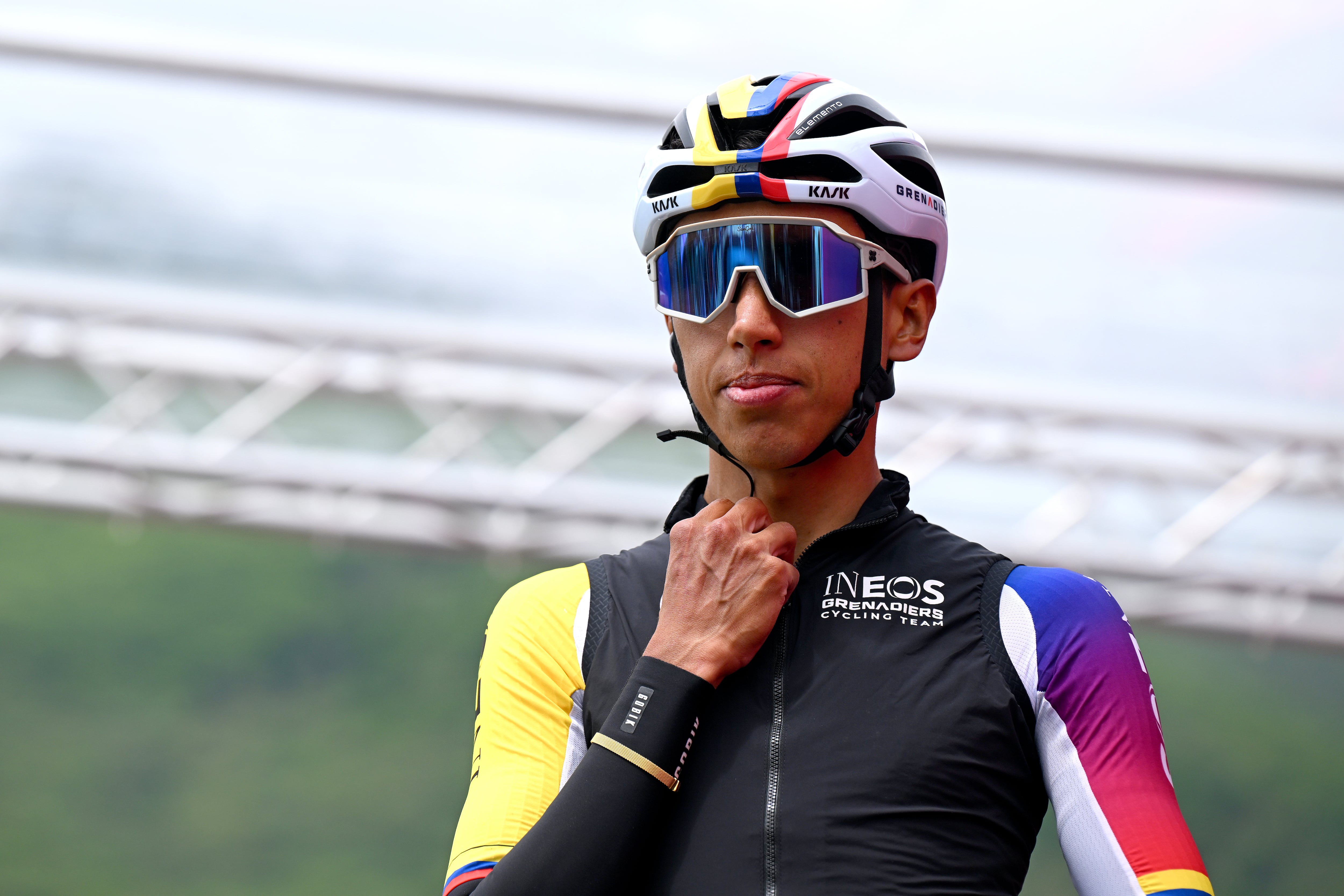CASTEL DI SANGRO, ITALY - MAY 16: Egan Bernal of Colombia and Team INEOS Grenadiers prior to the 108th Giro d'Italia 2025, Stage 7 a 168km stage from Castel di Sangro to Tagliacozzo - Marsia 1424m / #UCIWT / on May 16, 2025 in Castel di Sangro, Italy. (Photo by Tim de Waele/Getty Images)