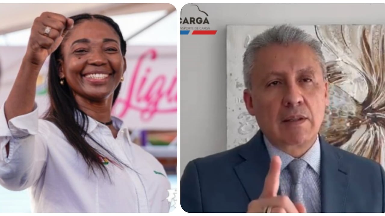 Ligia del Carmen Córdoba, alcaldesa de Buenaventura, y Arnulfo Cuervo, presidente de Fedetranscarga.