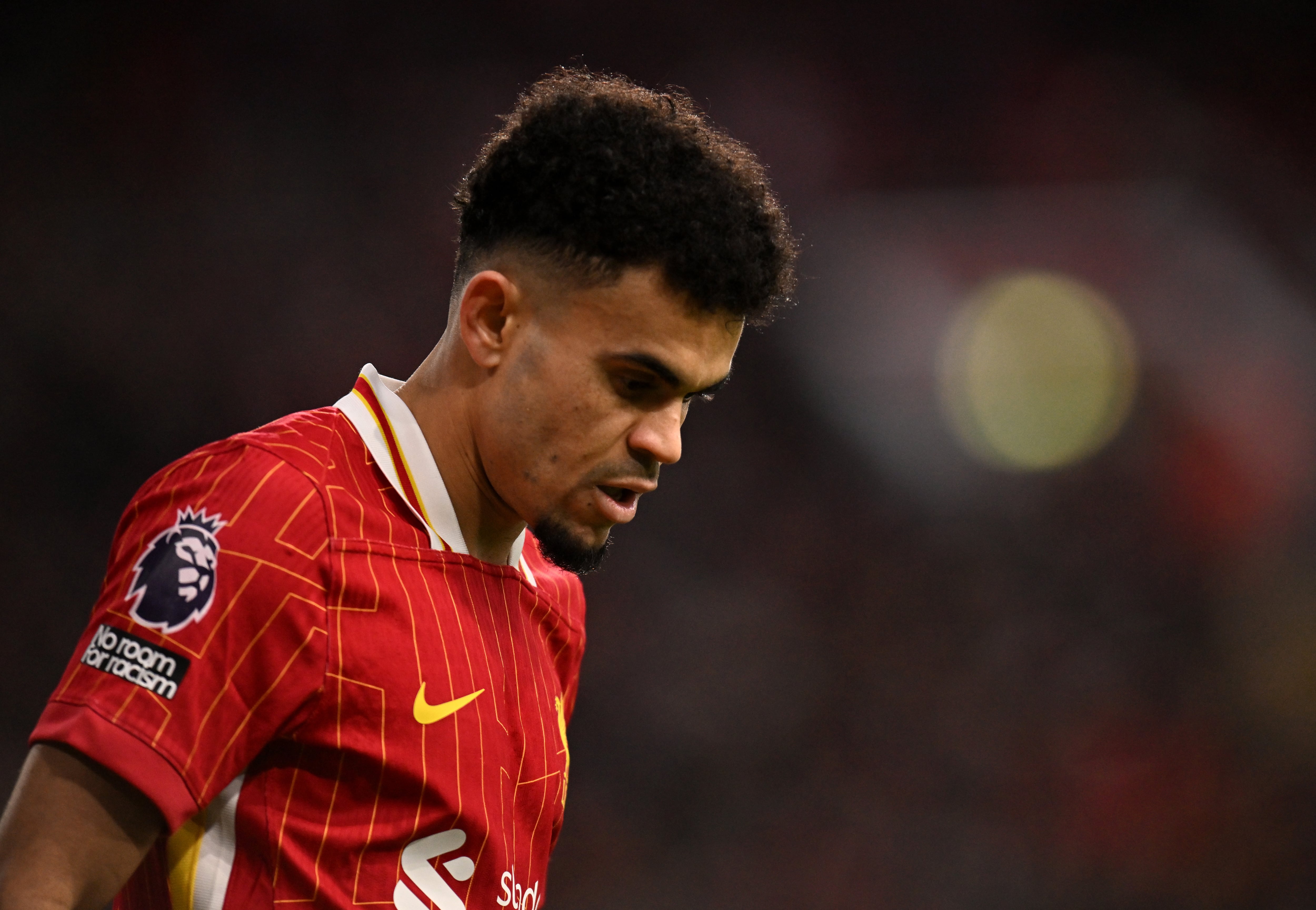 LIVERPOOL, ENGLAND - JANUARY 25: (THE SUN OUT, THE SUN ON SUNDAY OUT) Luis Diaz of Liverpool looks on during the Premier League match between Liverpool FC and Ipswich Town FC at Anfield on January 25, 2025 in Liverpool, England. (Photo by Liverpool FC/Liverpool FC via Getty Images)