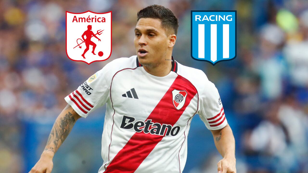 Juan Fernando Quintero, centro entre América de Cali y Racing Club.