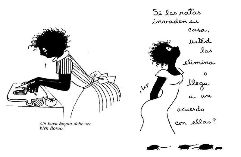 En 2000, la caricaturista Consuelo Lago tuvo que intervenir a La Negra Nieves a raíz de una tutela porque “reproducía un estereotipo de la mujer negra predestinada a los oficios domésticos”: le quitó el delantal y la volvió filósofa. 