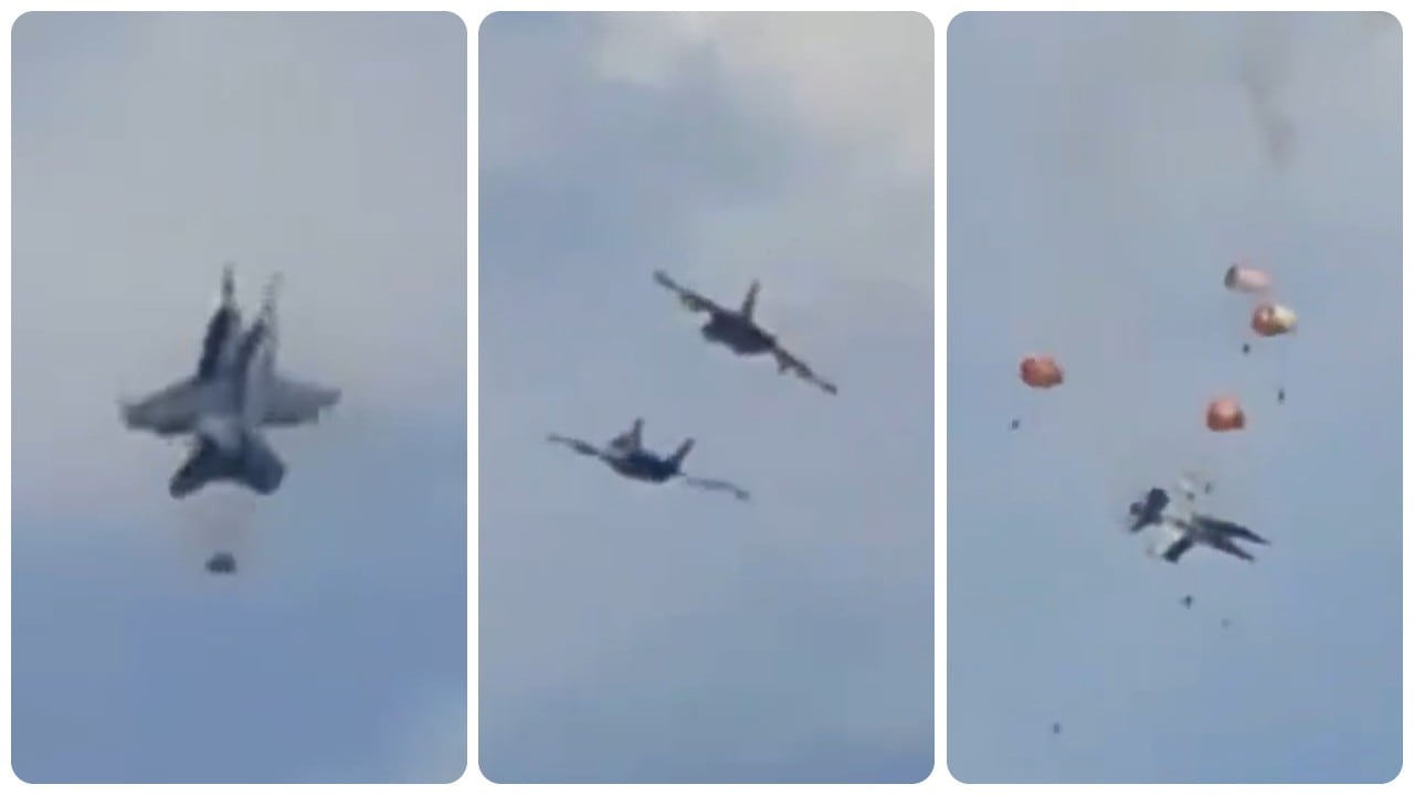 Dos aviones de combate F-18 estadounidenses quedaron destruidos tras colisionar en pleno vuelo de exhibición.