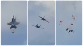 Dos aviones de combate F-18 estadounidenses quedaron destruidos tras colisionar en pleno vuelo de exhibición.